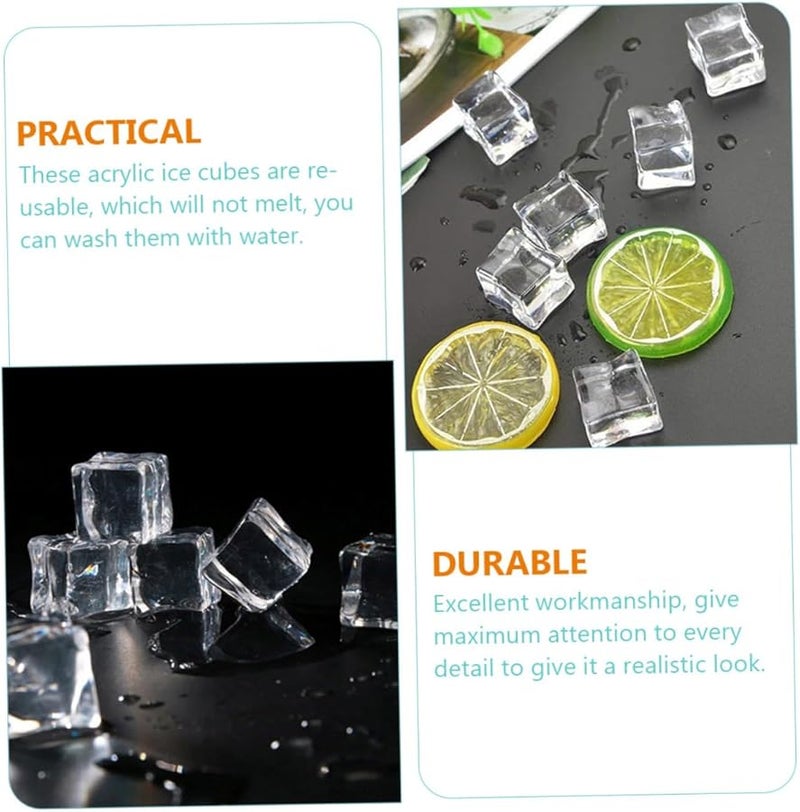 GLEAVI 50 Pcs Reusable Acrylic Ice Ball Cubes for Drinks Decorative Chilling Molds - Image 3